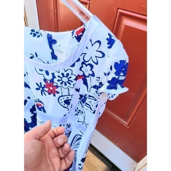 Vintage Raflen Red White‎ Blue Short Sleeve Shift Dress Jacket Set - Picture 6 of 8